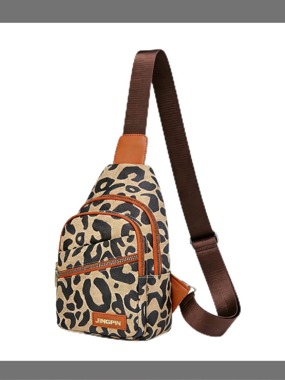 Leopard Print Brown Sling Crossbody Bag for woman